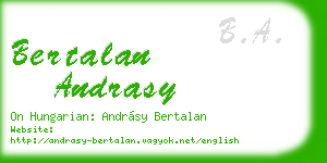 bertalan andrasy business card
